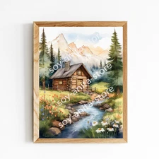 Digital Image Download IA Art Watercolor Landscape Wall Art Print BOGO Sale