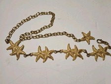 Vintage Gold Tone Starfish Sa Seashell Chain Belt 41"