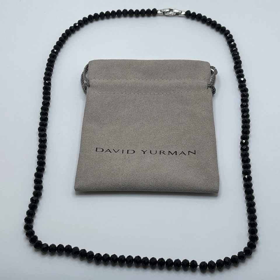 "Collar de cadena de espinela negra con cuentas espirituales de plata esterlina David Yurman 26""" Foto 4 de 4