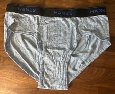 Vtg HANES COMFORT Blend SOFT BRIEFS M Fashion Color Light Blue Black Band Geo