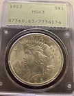 1923 Peace Dollar NGC MS 63 ** Old Green Rattler   Slot 25   Box29   Stock Photo