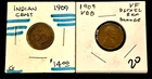 1909 VDB Lincoln Wheat Cent/Indian Cent Lot. First And Last Year Of Issue! VF!