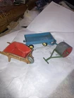 1950s Vintage Dinky Toys Gardening Set , Wheelbarrow, Roller, And Handcart