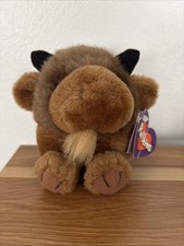 SWIBCO Vintage Puffkins BIFF Buffalo with Tag Brown Soft Round Beanie Ball Plush