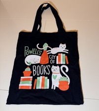 Powell s City Of Books Cat Tote Black Cotton - Famous Portland Books