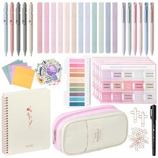 Bible Journaling Study Supplies with Highlighters, Pens, Pencil Case, Noteboo...