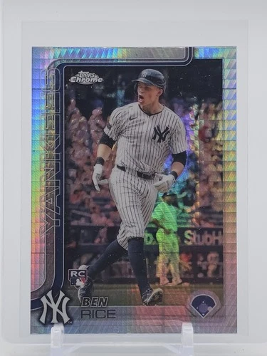 BEN RICE 2025 TOPPS CHROME ROOKIE PRISM REFRACTOR #139 BASEBALL YANKEES Q6975