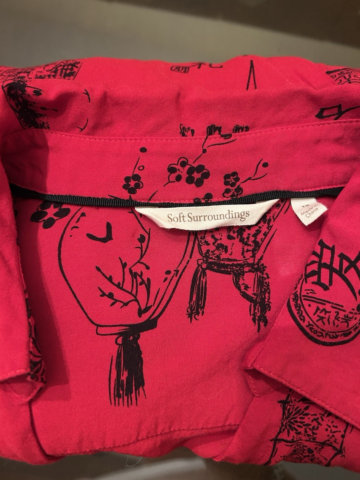 Soft Surroundings Red Lantern Print Button Front … - image 16