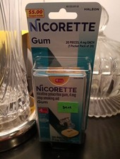 Nicorette Gum Pocket Pack Of 20 Pieces 4mg Stop Smoking Aid gum White Ice Mint