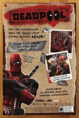 2015 Deadpool Xbox One 360 PS3 PS4 Print Ad/Poster Official Video Game FRAMED