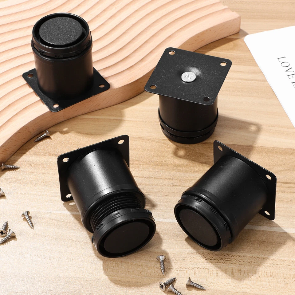 8 PIEZAS Patas de sofá negras Pies ajustables Resistente Nivelación Sofá Patas de escritorio Foto 4 de 4