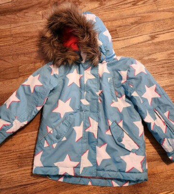 Mini Boden Girls All-weather Waterproof Jacket 4-5y Blue/white/orange