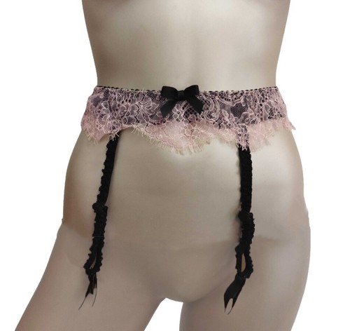 Nylon Dreams 6 Strap All Pink Satin Garter Belt, Retro Style Suspender Belt  | eBay