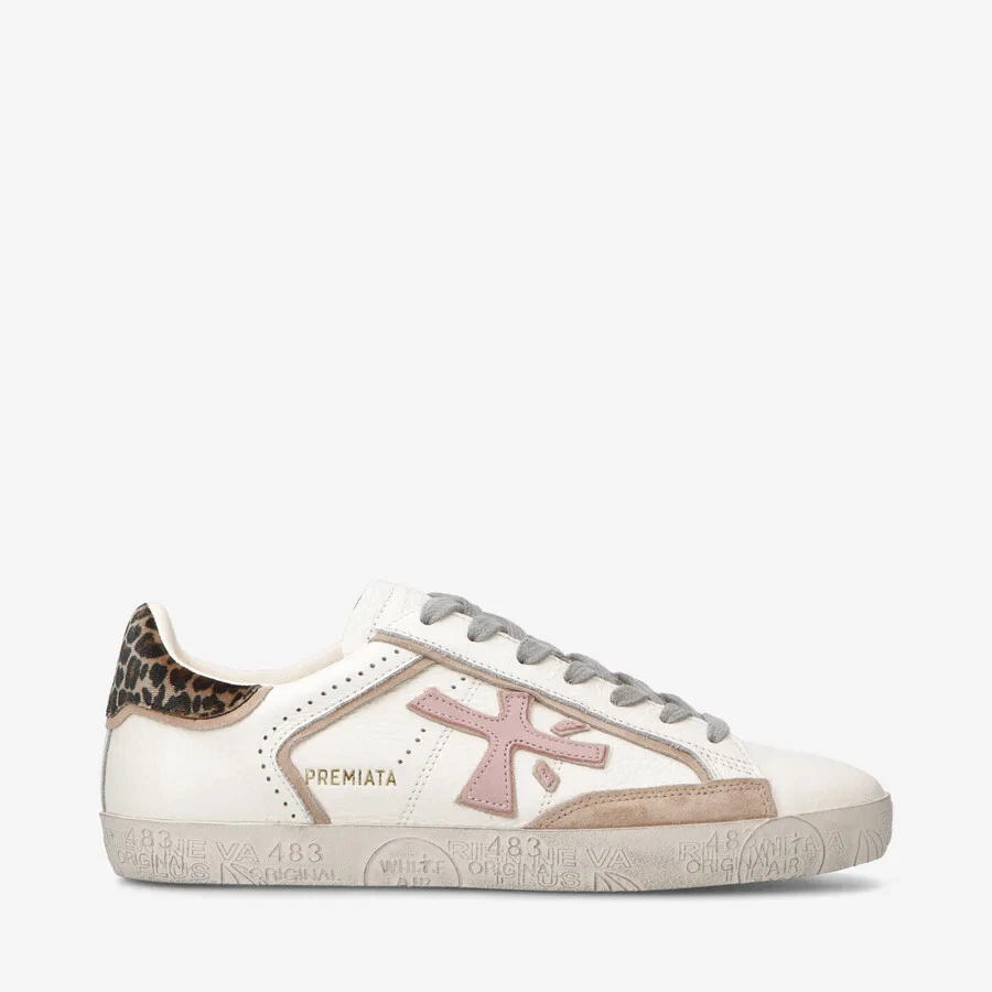 Sneakers PREMIATA Woman White Leather With Back Spotted Art