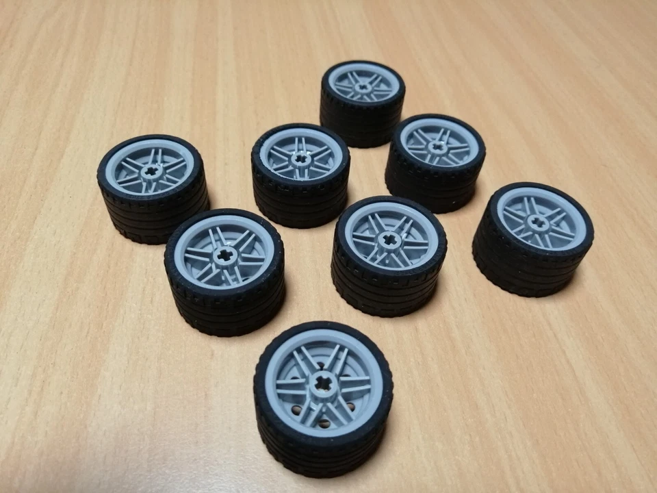 LEGO Technik 8 Stück Reifen 37 x 22 hellgraue Felge / Technic - Bild 2 von 4