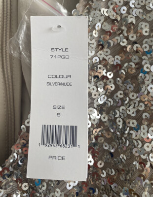Dress French Connection Emille Sequin Silver, Size Uk 8/EU36/US 4