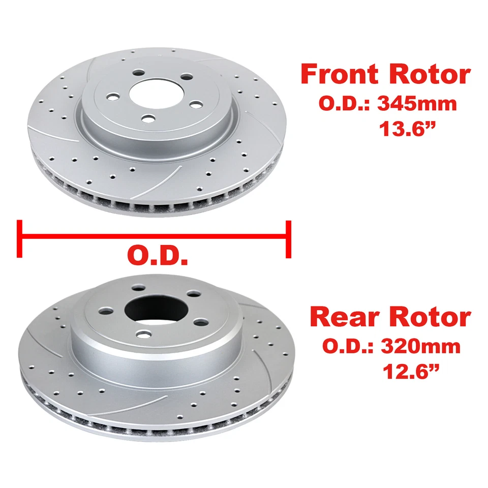 Drilled Slotted Front Rear Brake Rotors Pads Kit for DODGE Charger CHRYSLE 5.7L - Image 2 of 4