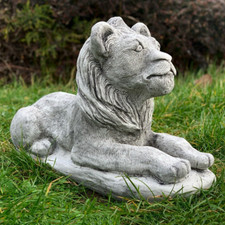 Garden lying lion statue Concrete guardian lion sculpture Stone outdoor decor