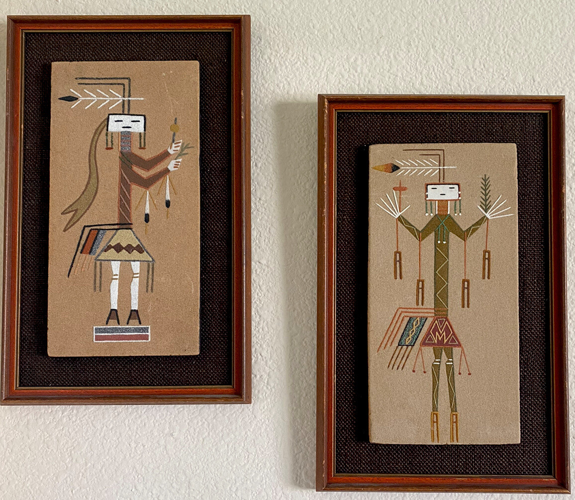 Vintage Framed Original Sandart Navajo Collectibles Emma Yazzie