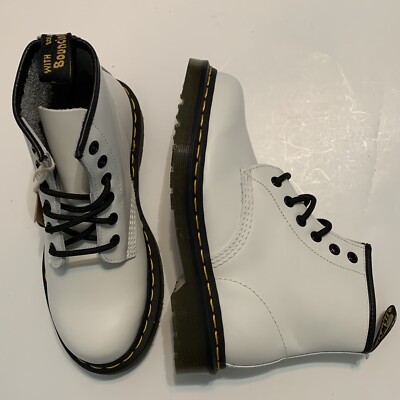 Dr Martens 101 Ys White Smooth Leather 6 Holes Ankle Wedding Boots Size Womens 5