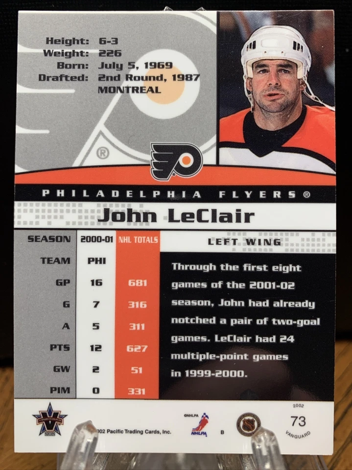 2001-02 Pacific Vanguard John LeClair Philadelphia Flyers #73 - Image 2 of 2