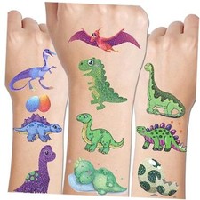 110 Glitter Styles Dinosaur Temporary Tattoos for Kids - 14 Sheets Glitter