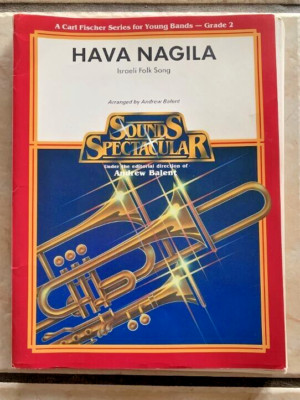 ''Hava Nagila'' Israeli Folk Song Concert Band Sheet Music, Arr Andrew Balent 1986
