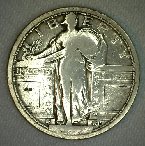 1917 US Standing Liberty Quarter 25c Coin Type 1 Very Good Silver