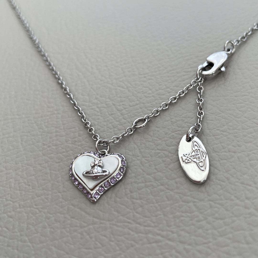 Vivienne Westwood Petra Heart Shell Necklace Pendant Silver