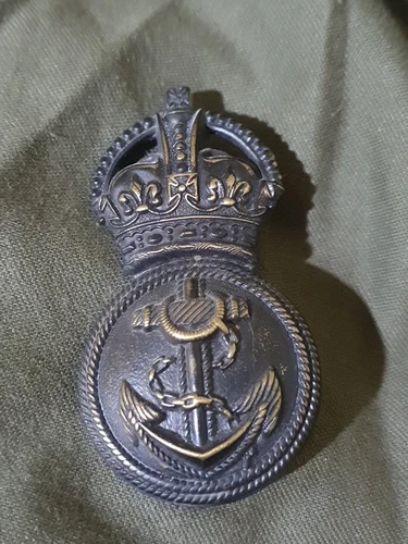Original CHIEF PETTY OFFICER ROYAL NAVAL DIVISION Cap Hat Badge WW2 Huge 2 Lugs