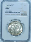 1941 D NGC MS65 Walking Liberty Half Dollar