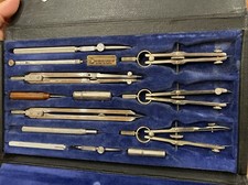 Vintage Charvos 13 PC No. 877-P Drafting Set Made in USA Great Condition w/Case