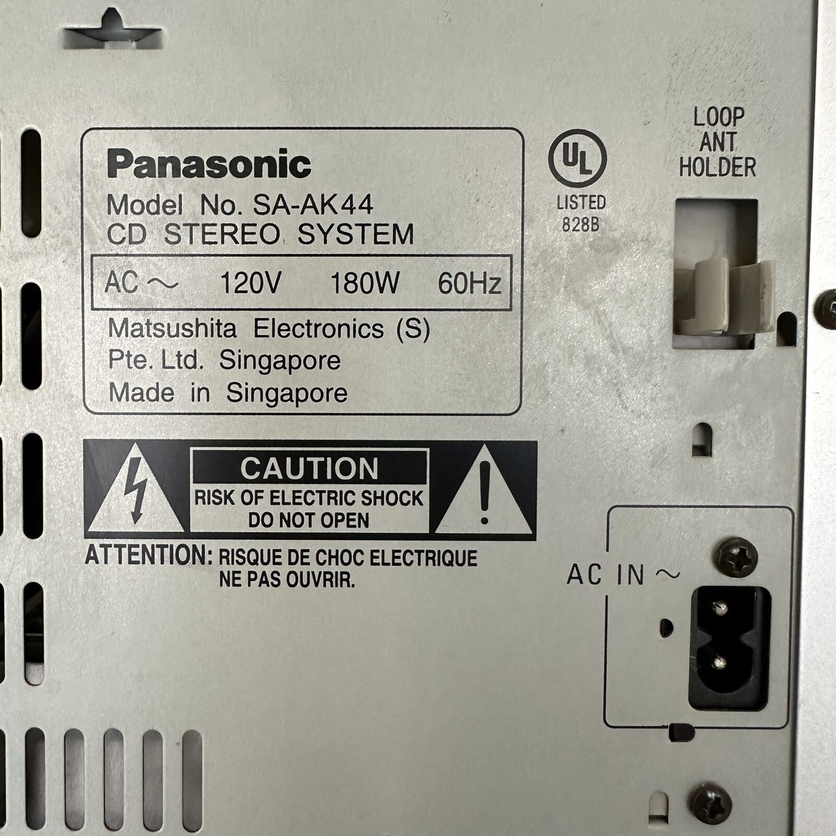 Panasonic SA-AK44 CD Stereo System *No Speakers* No Remote Control