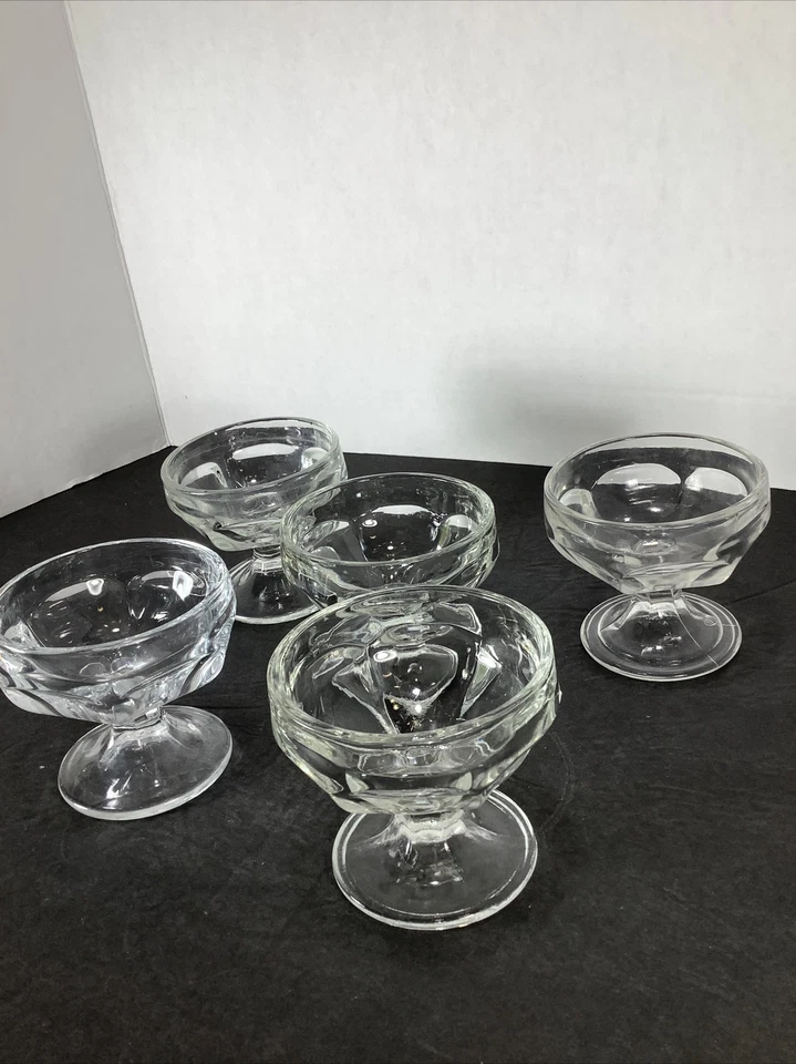 "JUEGO DE 5 ~ PEDESTAL DE VIDRIO HELADO GELATINA PLATOS DE POSTRE - 3,25""x3,25""" Foto 2 de 4