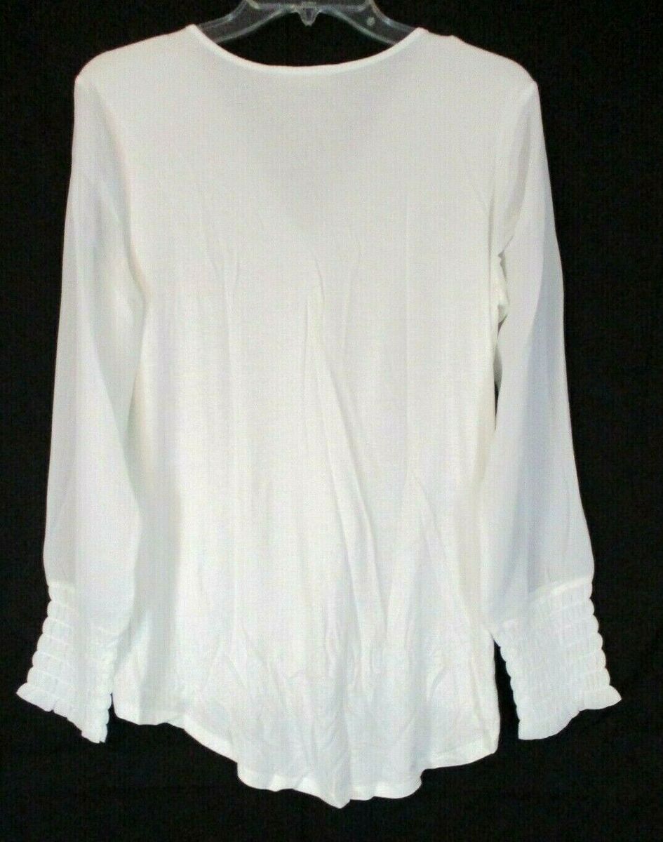 DG2 Diane Gilman Hi Lo V Neck Crossover Shirt Sz S Ivory DG2 Diane Gilman Hi Lo V Neck Crossover Shirt Sz S Ivory