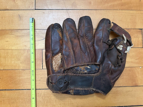 Rare USN 1930s 1940s WWII Era Leather Baseball Glove Mitt US Navy Wilson? VTG - Picture 9 of 10