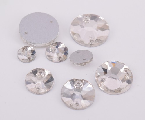 100 Stck. Glas Kristall Klar Aufnähen Strass Rund Flache Rückseite Größenauswahl - Bild 2 von 8