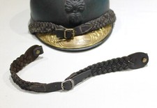 Jugulaire tressée officier casque Adrian cuir brun foncé.