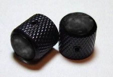 GUITAR KNOBS - BLACK PEARL Dome Top Knurled Barrel Solid Metal - Set 2 - BLACK