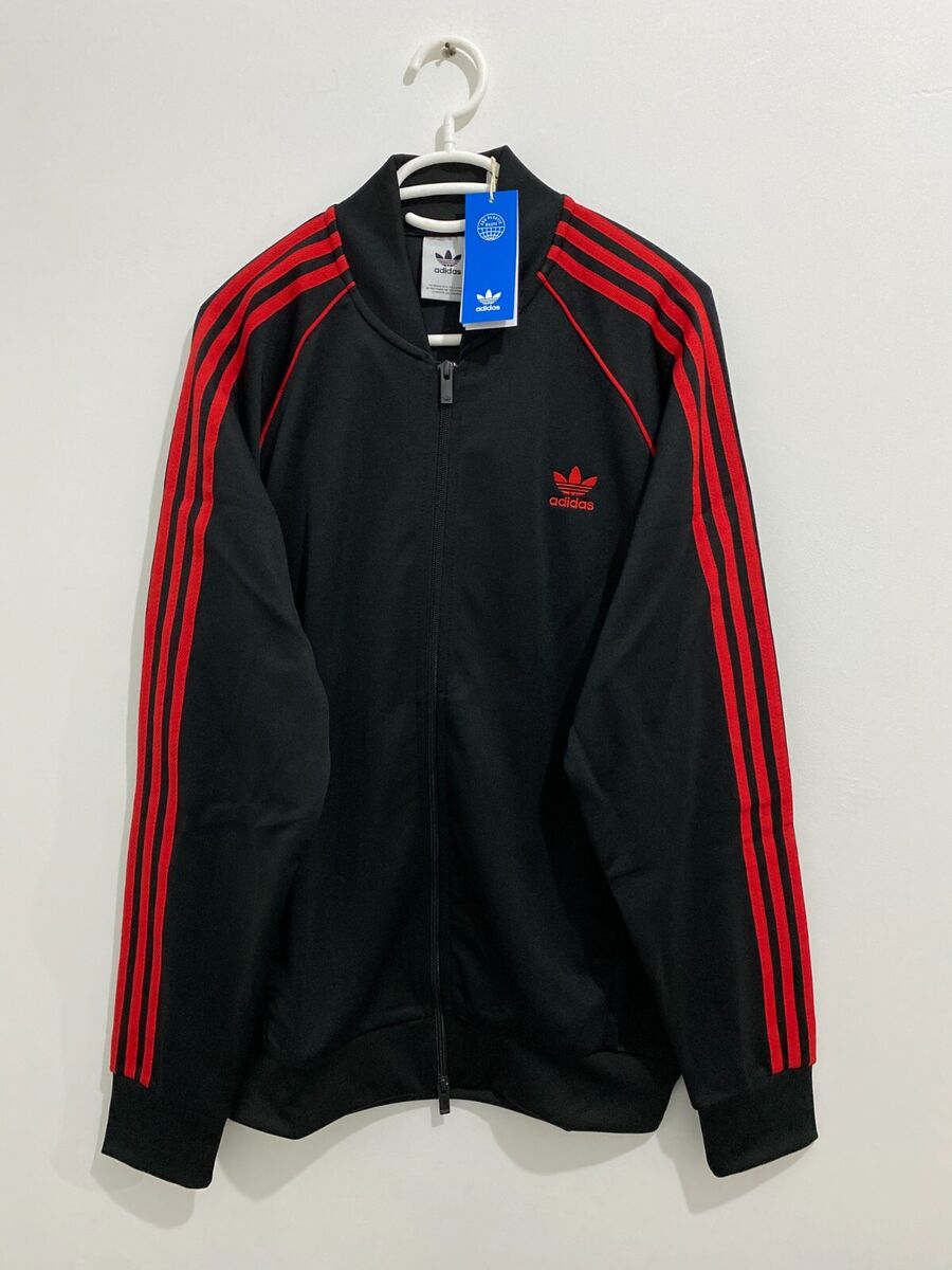 Adidas Originals Superstar Track Jacket Black Red Size 2XL Adidas Originals Superstar Track Jacket Black Red Size 2XL