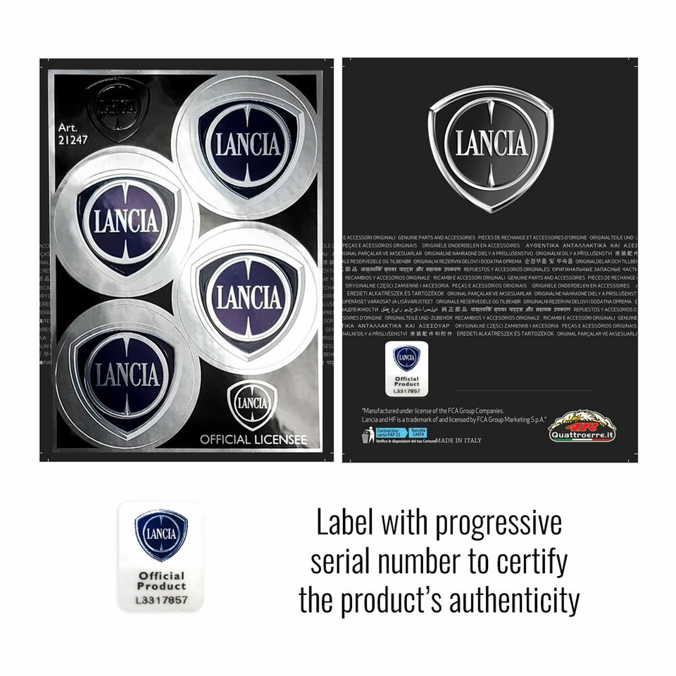 Adesivo Copriruota per Lancia Ufficiale 4 Loghi da 48 mm - Immagine 4 di 4