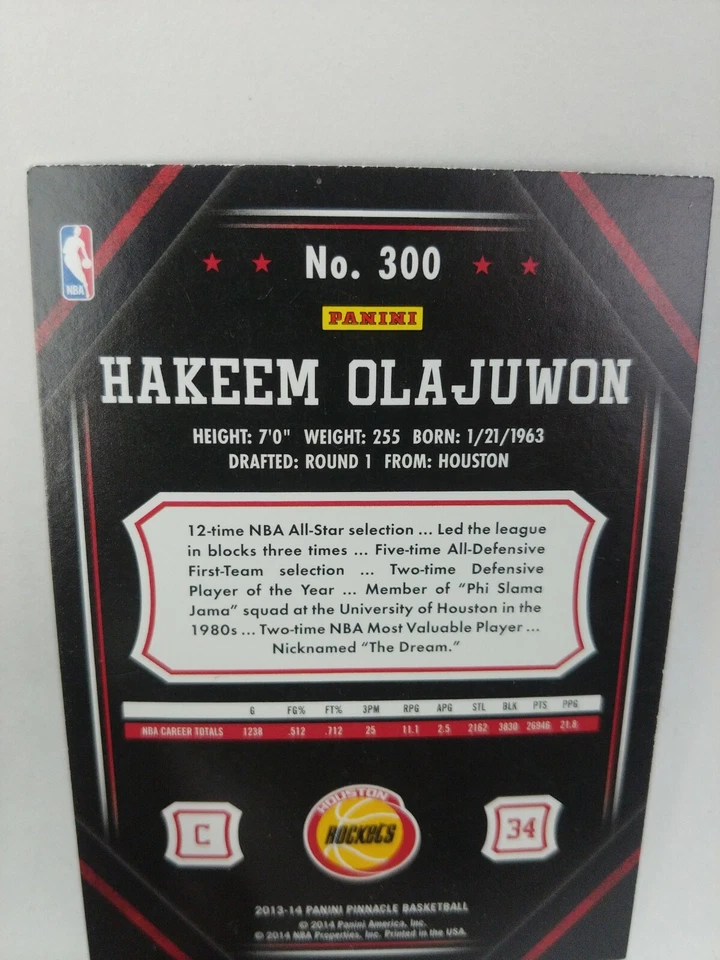 Hakeem Olajuwon 2013-14 Pinnacle Basketball Card #300 — 第 4/4 张图片