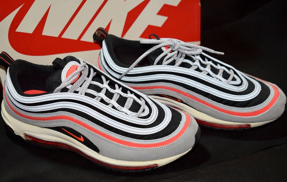 Nike Air Max 97 Wolf Gray Radiant Red Size 10.5 Shoes In Box