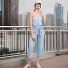 AG Adriano Goldschmied Giselle Straight Leg Cropped Blue Denim Jumpsuit Belted M — photo 2