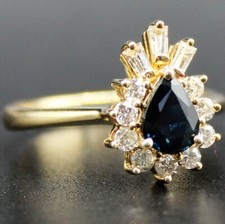 2.5ct Pear Lab Created Sapphire Diamond Halo Engagement Womems Ring 925 Silver