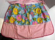 Vintage Fruit Of The Loom Apron Pink Floral Reversible Made In USA NWT