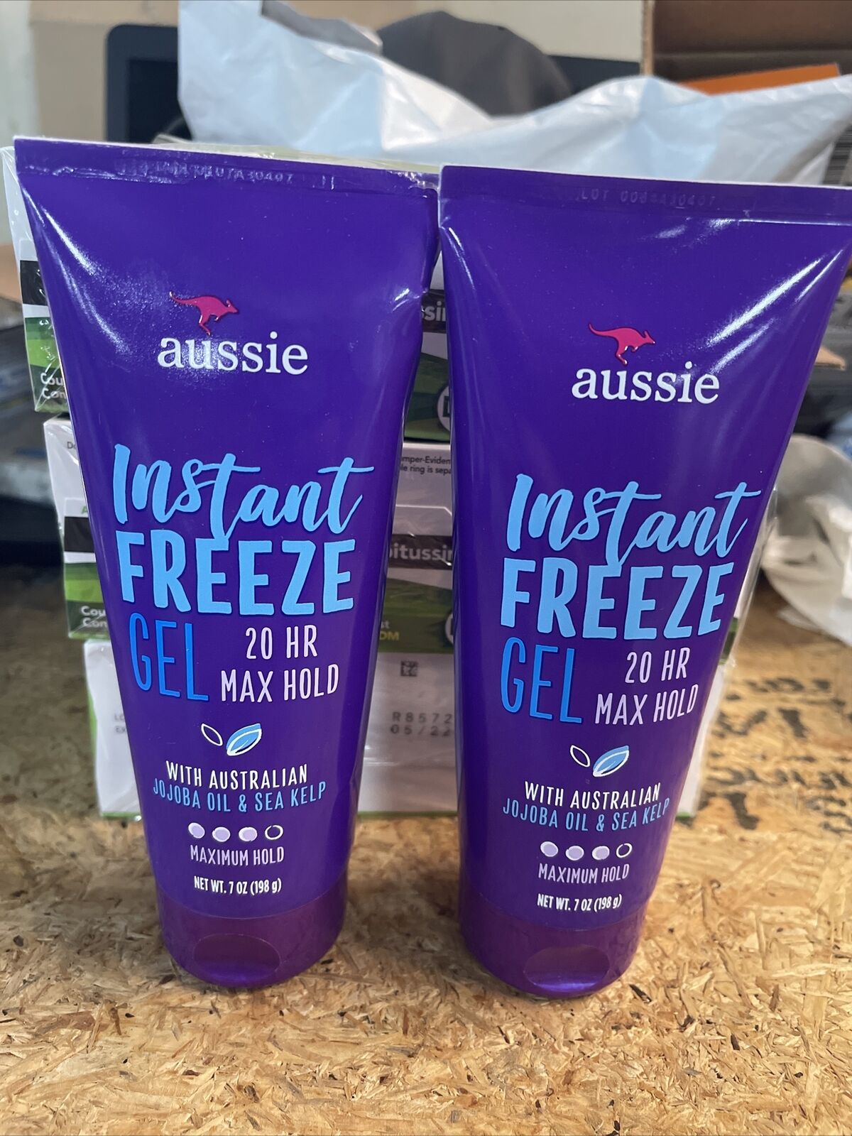 2 Aussie Instant Freeze  gel 20hr max hold  Gel 7 oz. each.