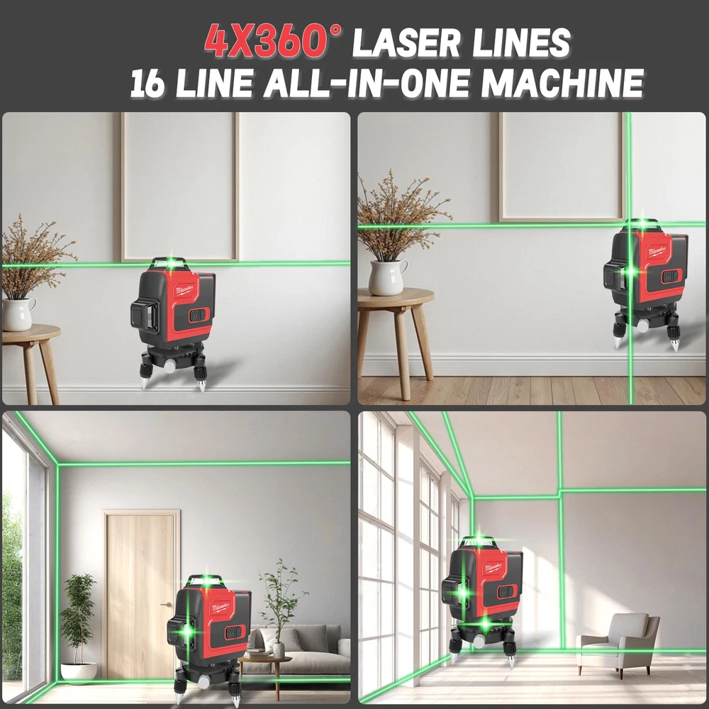 Milwaukee Laser Level Green 16 Lines 4D Self Leveling 360 Horizontal