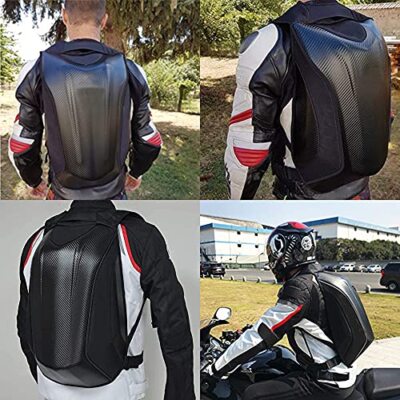 Hardshell Motorcycle Backpack Waterproof Carbon Fiber USTPO Motorcycle Backpack - Hardshell Carbon Fiber Bag With Helmet Storage | Waterproof Riding Gear For Travel &amp; Camping Sac &agrave; Dos Moto