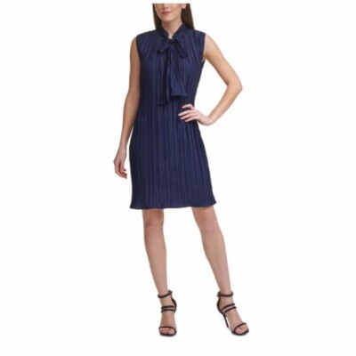 dkny tiered tie neck dress